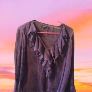 2 for $10 Piano Purple Ruffle Blouse/